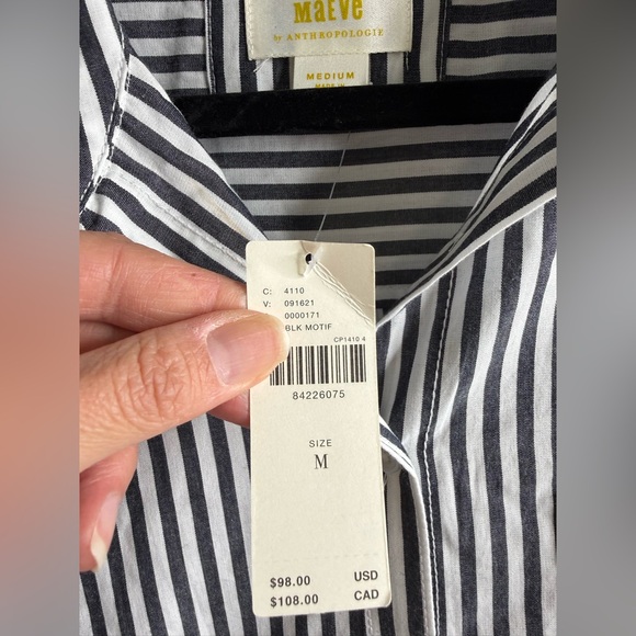 NWT Anthropologie The Bennet Buttondown Shirt by Maeve Anthracite Stripe Sz M - Picture 5 of 12